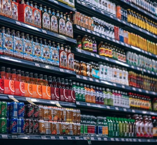 Shelf with products