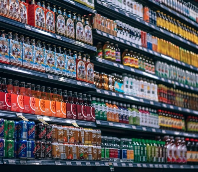 Shelf with products