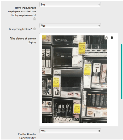 Merchandising teams can use a form like this to capture data about their products on the shelf. 